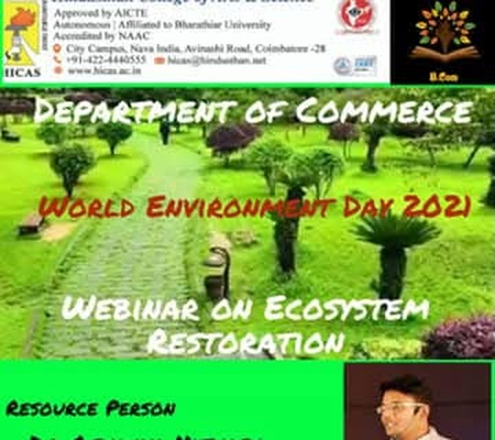 Event announcement: Ecosystem Restoration at World Environment Day 2021, Hindusthan College