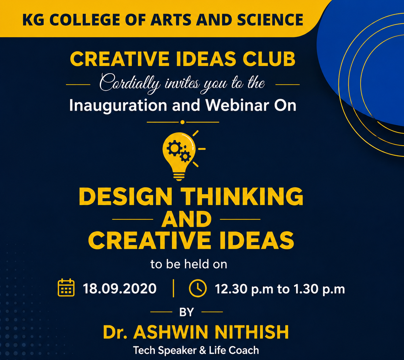 Event poster from a session by Dr. Ashwin Nithish