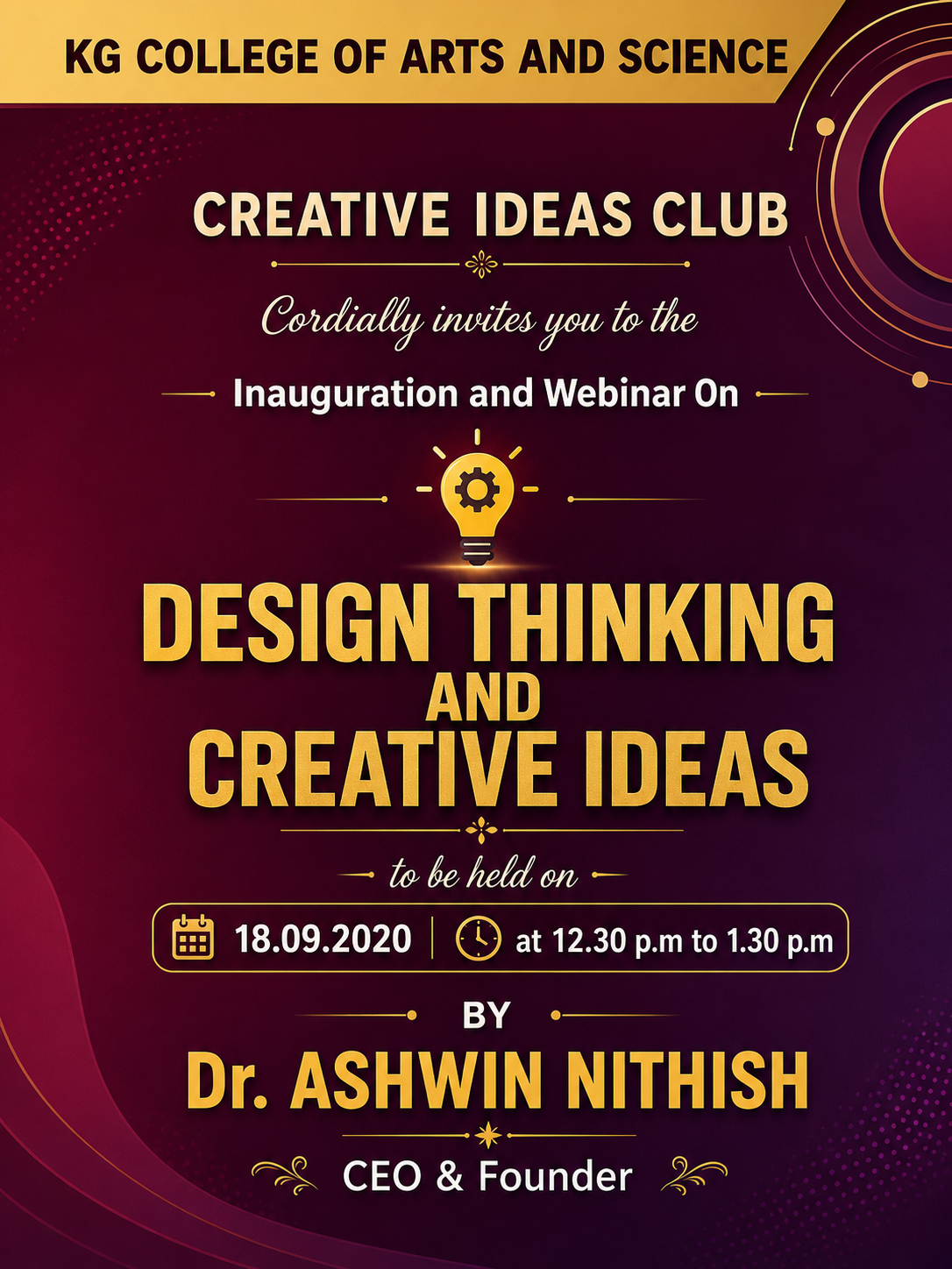Event poster from a session by Dr. Ashwin Nithish