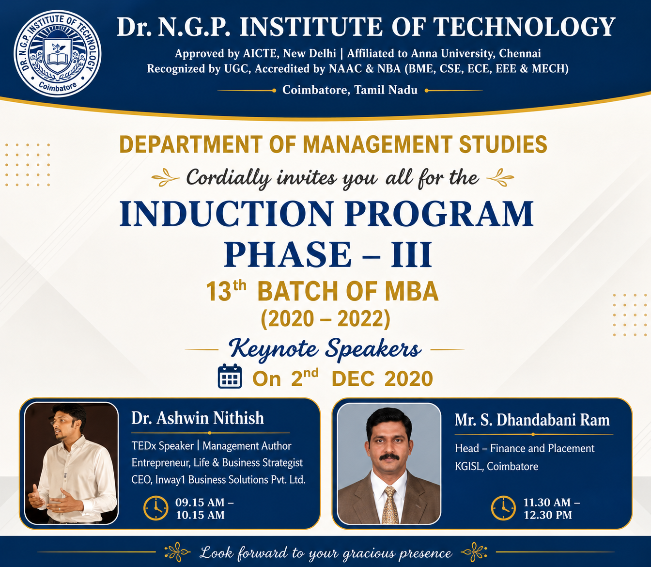 Event poster from a session by Dr. Ashwin Nithish