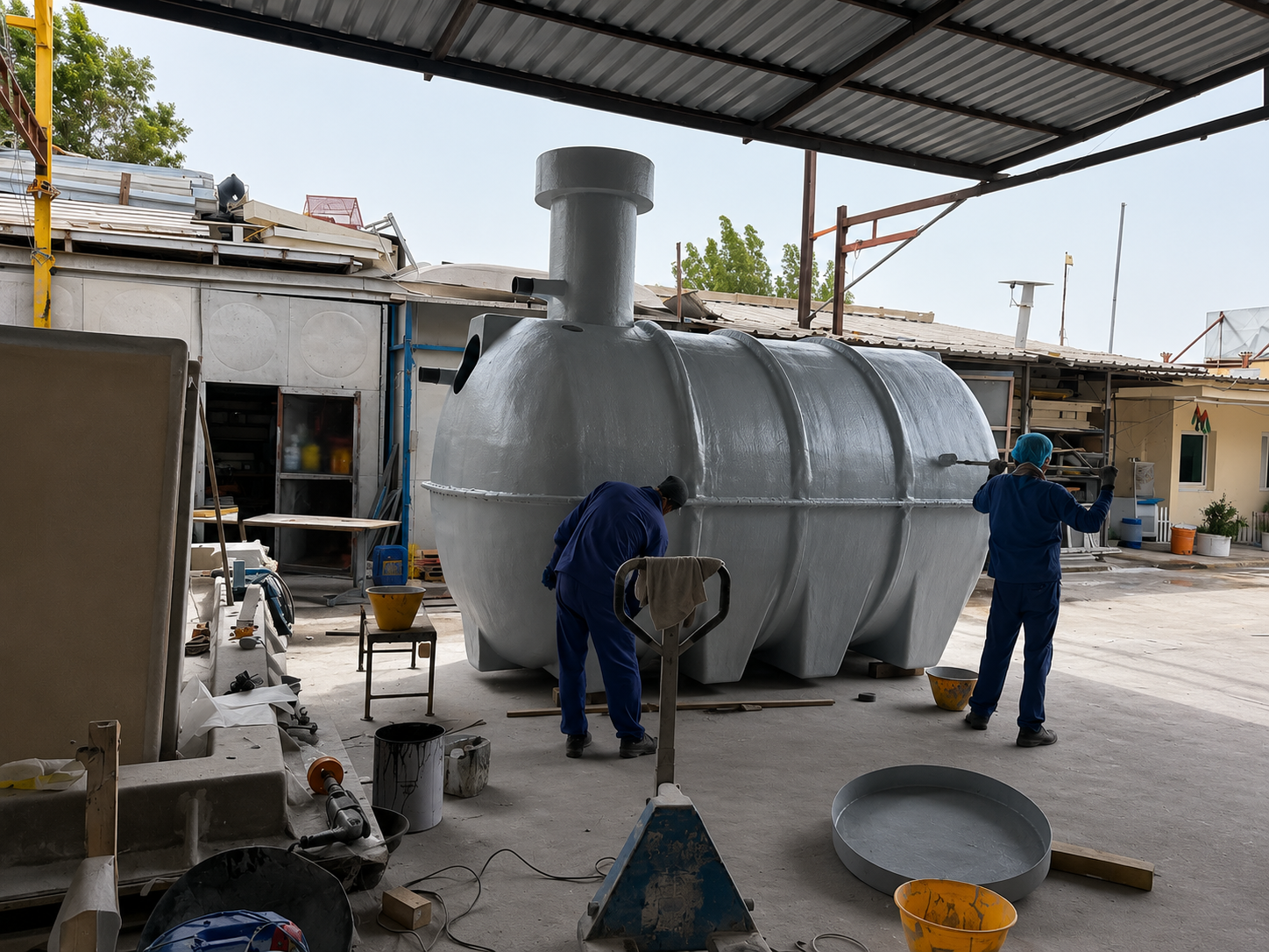 Factory yard with tanks and panels