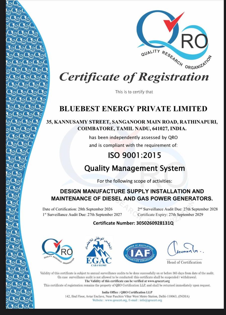 ISO 9001:2015 certificate of registration